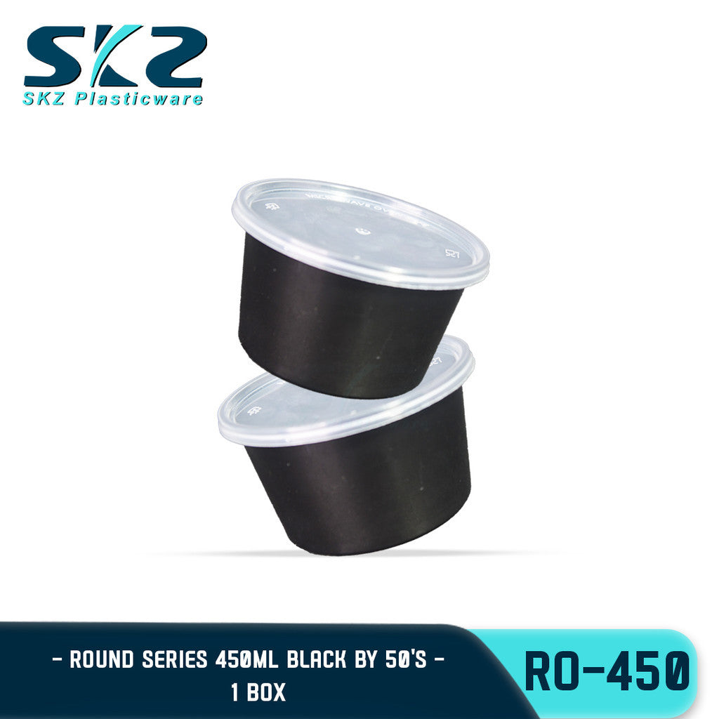 SKZ 1BOX BLACK AND CLEAR ROUND SERIES [RO 450] ENVIRONMENTAL FRIENDLY FOOD STORAGE MICROWAVABLE