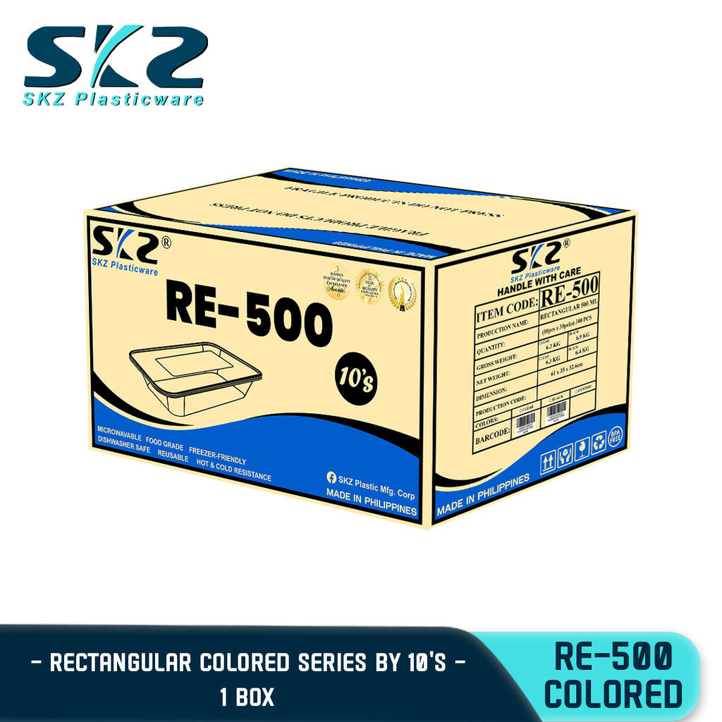 SKZ  1BOX COLORED CONTAINER RECTANGULAR SERIES RE500 ENVIRONMNTAL FRIENDLY FOOD STORAGE MICROWAVABLE