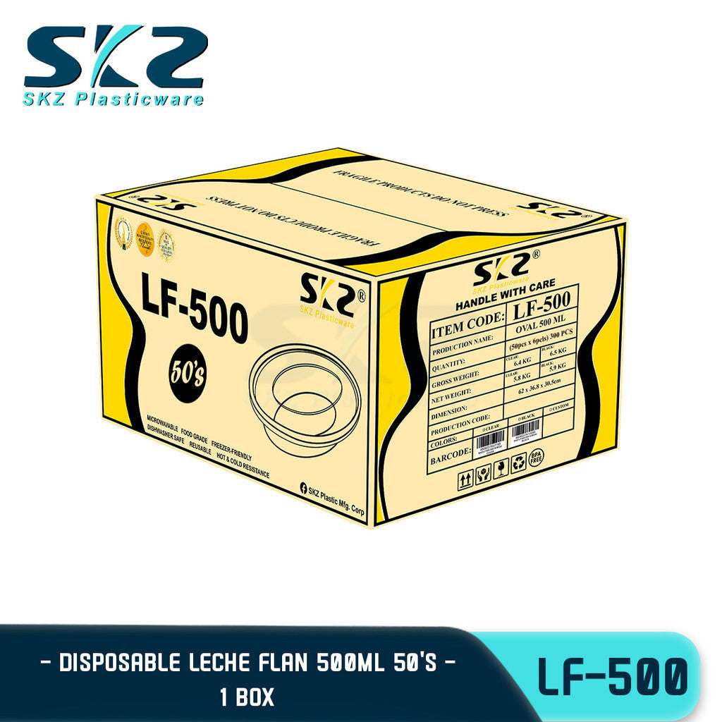 SKZ 1BOX CLEAR OVAL CONTAINER SERIES LF500 400ml ENVIRONMENTAL FRIENDLY LECHE FLAN CONTAINER