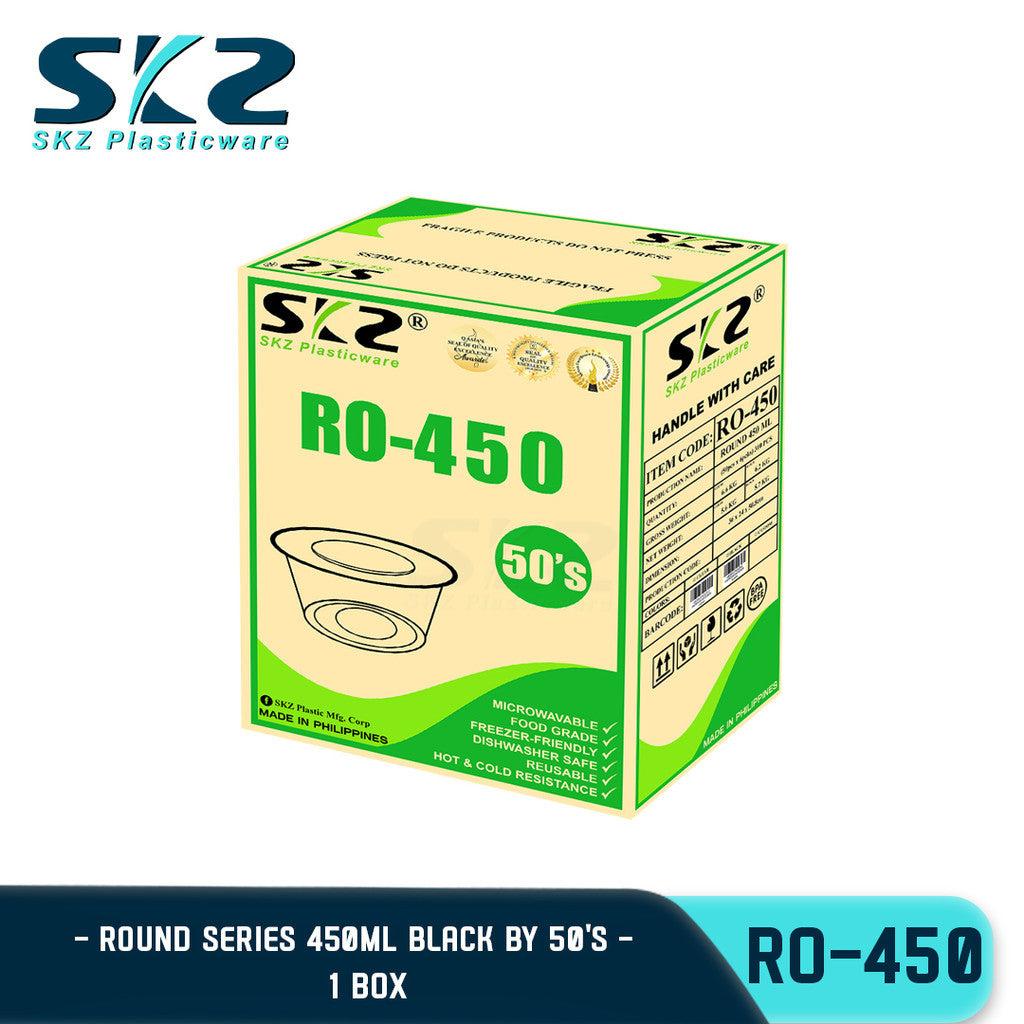 SKZ 1BOX BLACK AND CLEAR ROUND SERIES [RO 450] ENVIRONMENTAL FRIENDLY FOOD STORAGE MICROWAVABLE