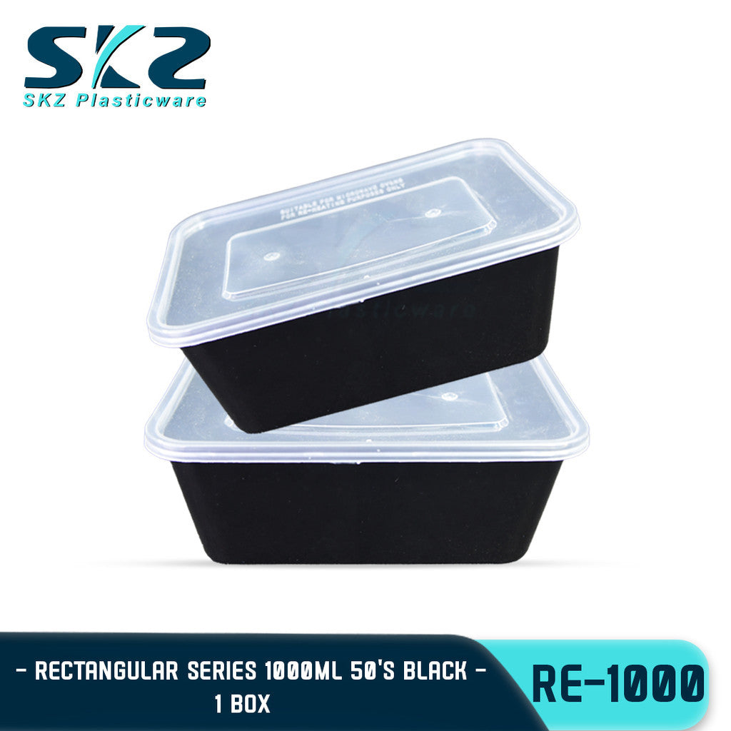 SKZ BLACK CONTAINER RECTANGULAR SERIES RE1000 1BOX ENVIRONMENTAL FRIENDLY FOOD STORAGE MICROWAVABLE
