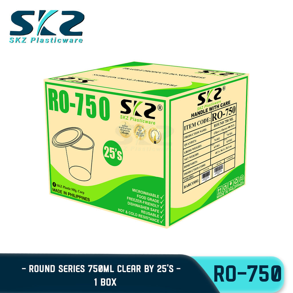 SKZ 1BOX BLACK AND CLEAR ROUND SERIES [RO 750] ENVIRONMENTAL FRIENDLY FOOD STORAGE MICROWAVABLE