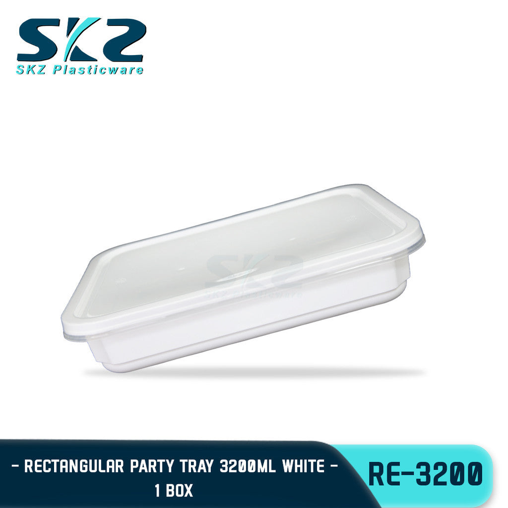 SKZ 1BOX 3200ml PARTY TRAY BLACK AND WHITE SERIES RE3200 ENVIRONMENTAL FRIENDLY STORAGE CONTAINER
