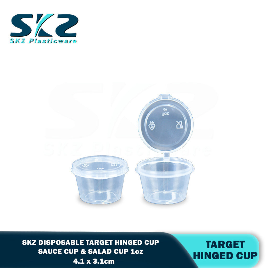 SKZ TARGET CLEAR HINGED CUP CONTAINER SERIES (1oz,1.5oz, 2oz,3oz,4oz,5oz)