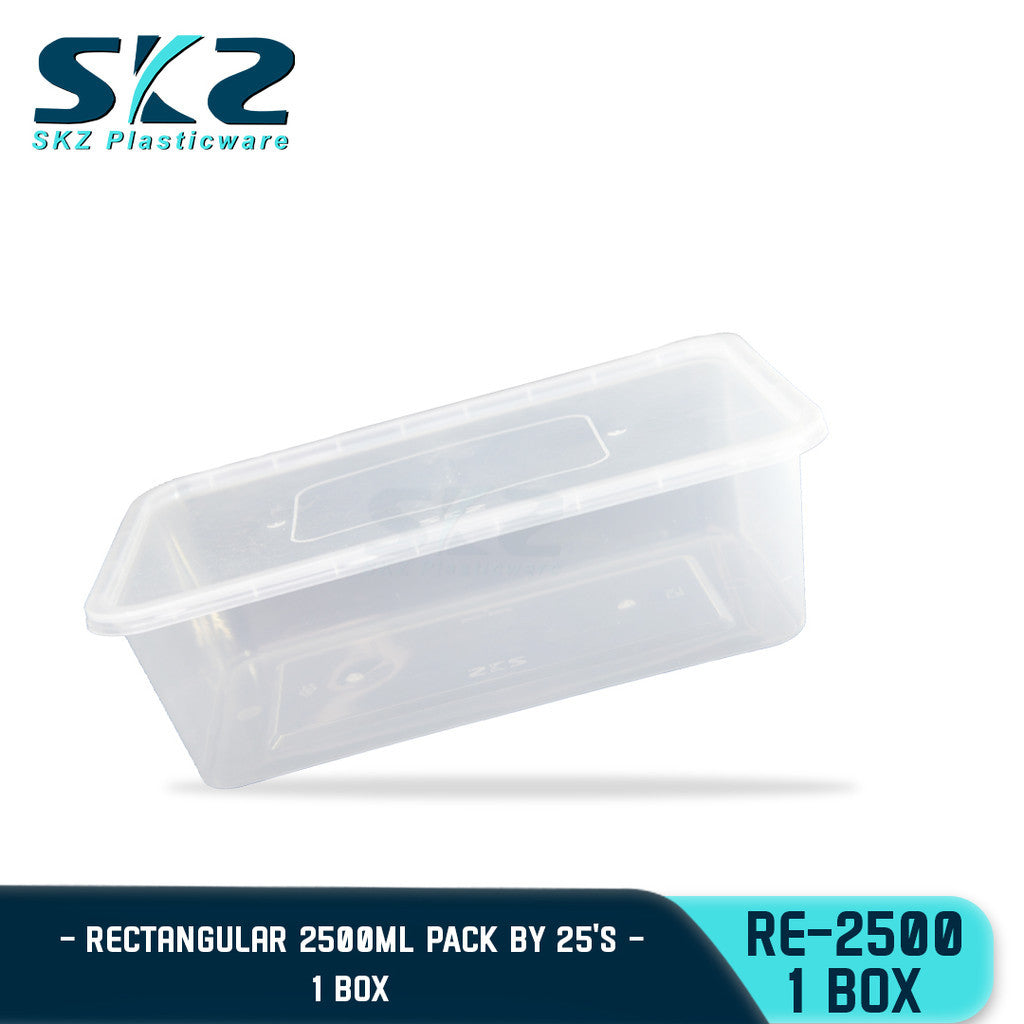 RE 2500ml Rectangular Series Microwavable Storage Clear And Black 150PCS 25PACKS