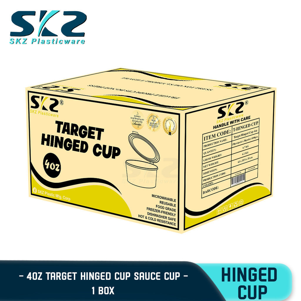 SKZ TARGET 1BOX CLEAR 4OZ HINGED CUP 1000PCS
