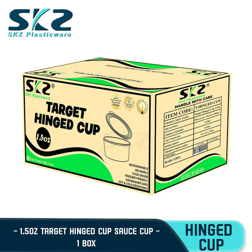 SKZ TARGET 1BOX CLEAR 1.5OZ HINGED CUP 1000PCS