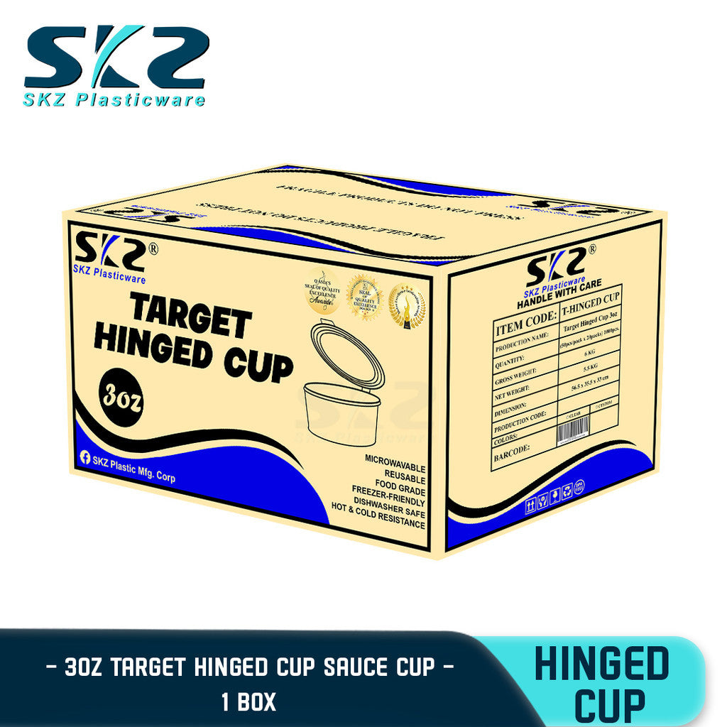SKZ TARGET 1BOX CLEAR 3OZ HINGED CUP 1000PCS