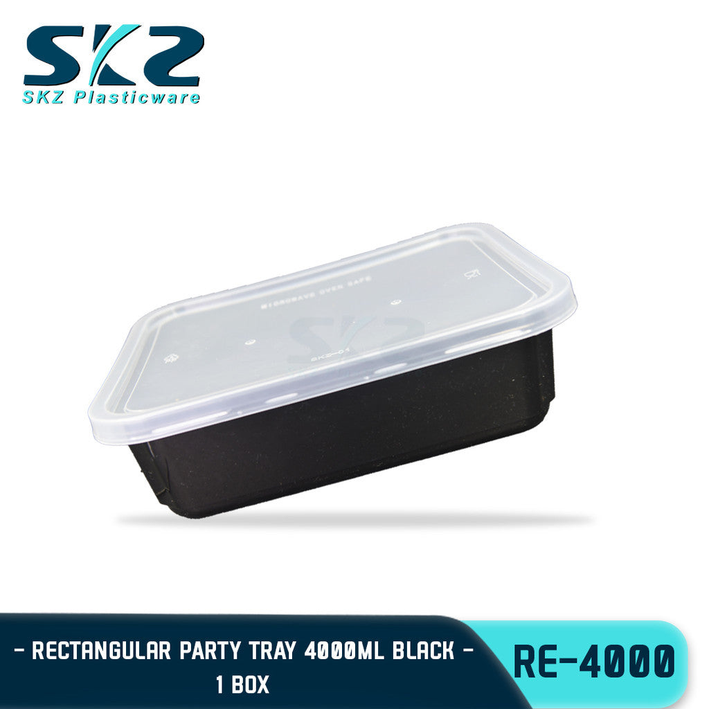 SKZ 1BOX 4000ML PARTY TRAY BLACK AND WHITE SERIES RE4000 ENVIRONMENTAL FRIENDLY STORAGE CONTAINER