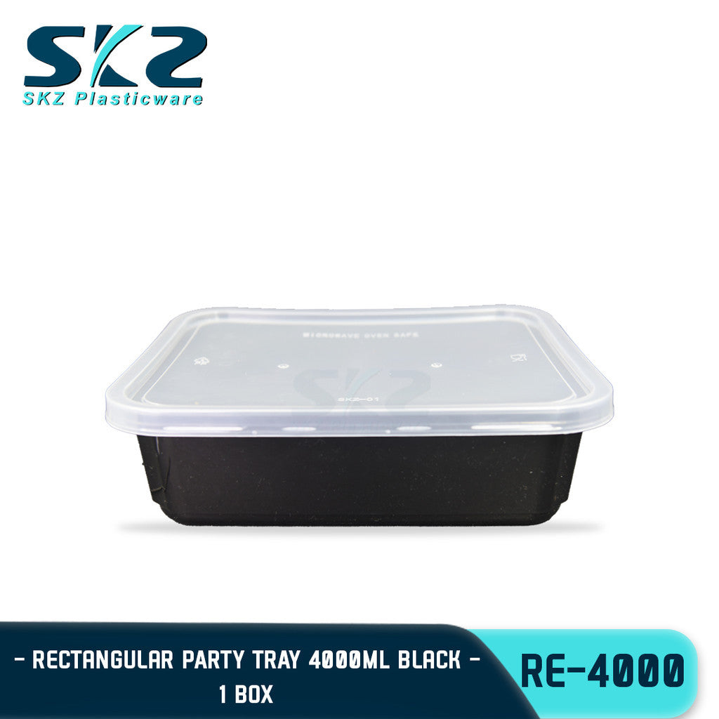 SKZ 1BOX 4000ML PARTY TRAY BLACK AND WHITE SERIES RE4000 ENVIRONMENTAL FRIENDLY STORAGE CONTAINER