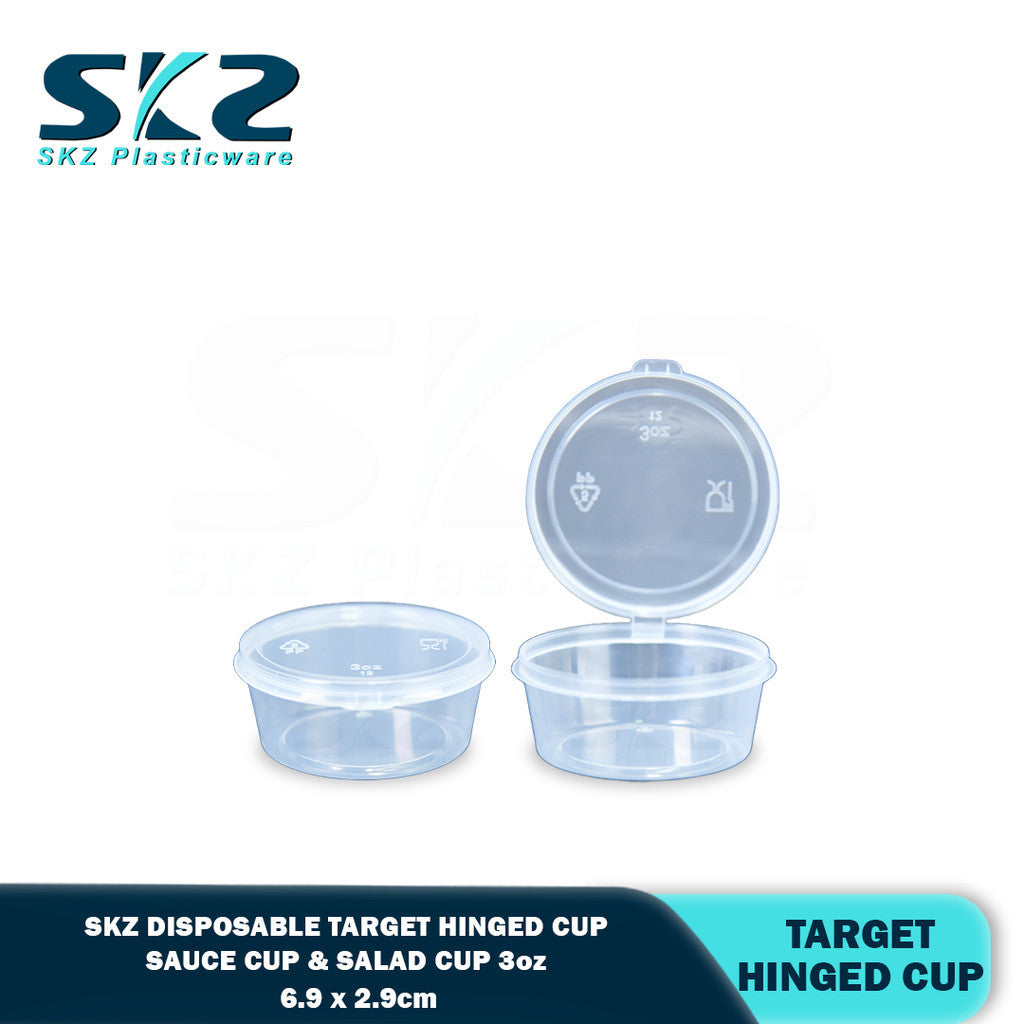SKZ TARGET 1BOX CLEAR 3OZ HINGED CUP 1000PCS