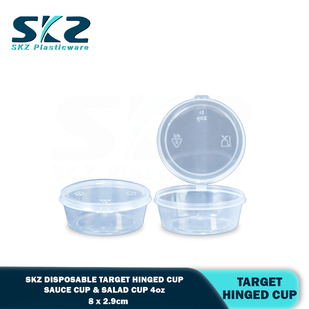 SKZ TARGET 1BOX CLEAR 4OZ HINGED CUP 1000PCS