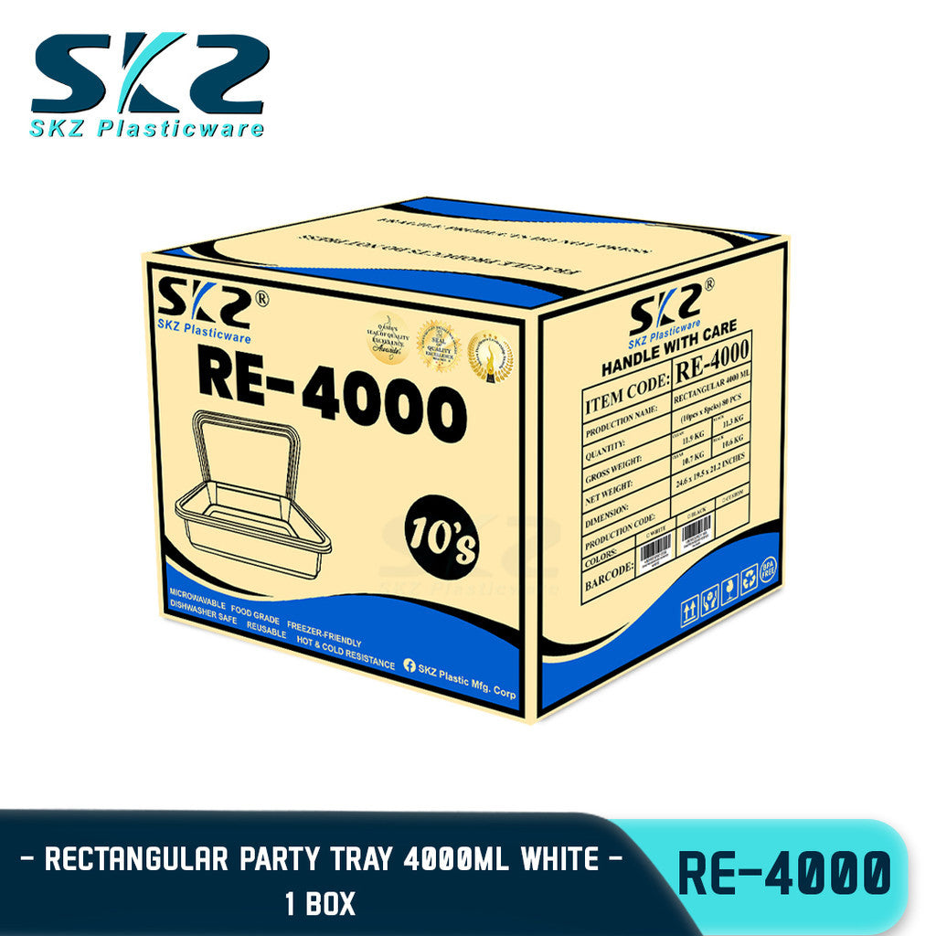SKZ 1BOX 4000ML PARTY TRAY BLACK AND WHITE SERIES RE4000 ENVIRONMENTAL FRIENDLY STORAGE CONTAINER