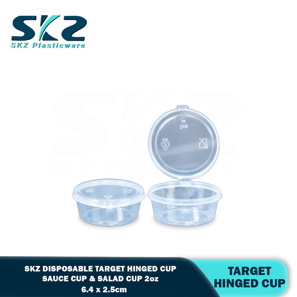 SKZ TARGET CLEAR HINGED CUP CONTAINER SERIES (1oz,1.5oz, 2oz,3oz,4oz,5oz)