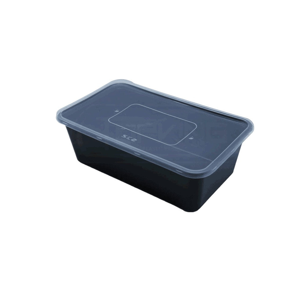 Re-2500ml Rectangular Series Microwavable Storage Clear And Black 25Pcs/Pack