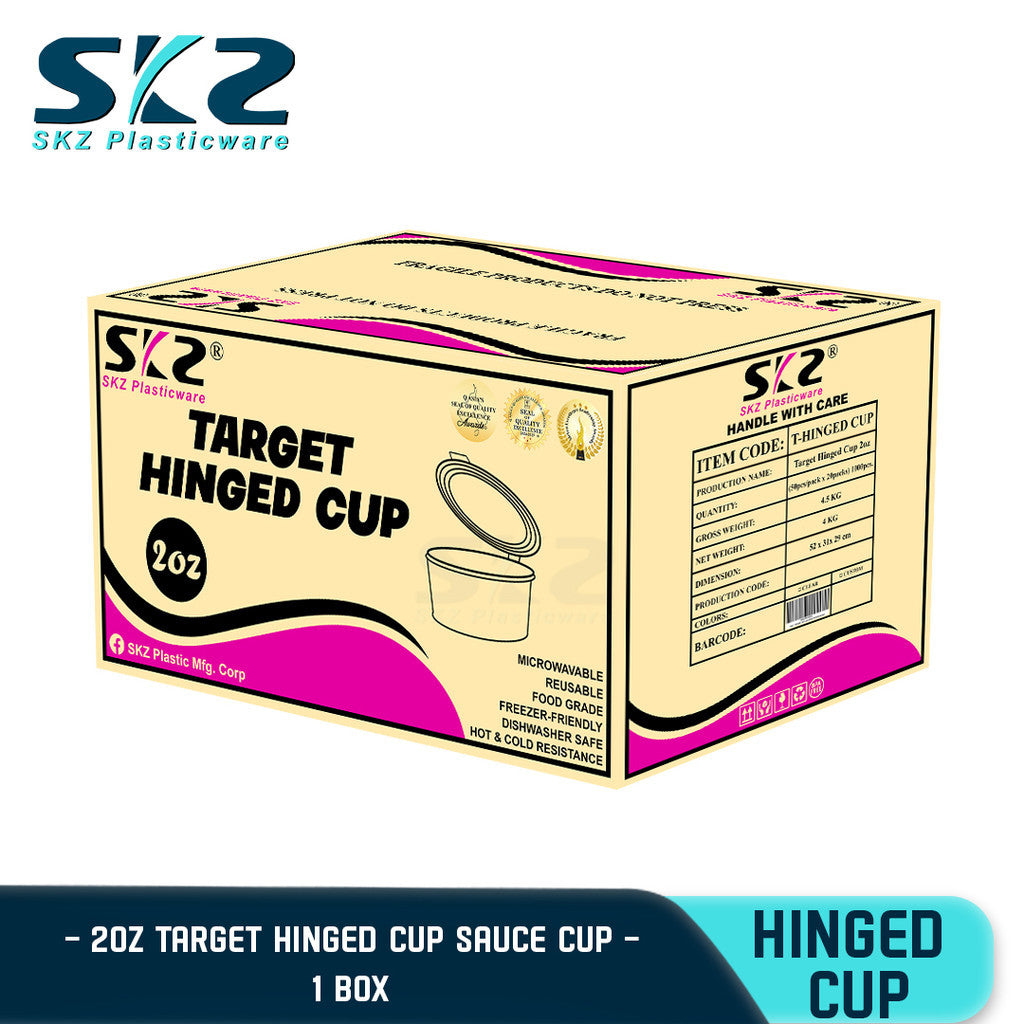 SKZ TARGET 1BOX CLEAR 2OZ HINGED CUP 1000PCS