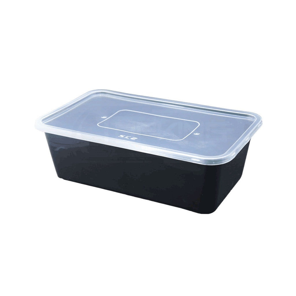 Re-2500ml Rectangular Series Microwavable Storage Clear And Black 25Pcs/Pack