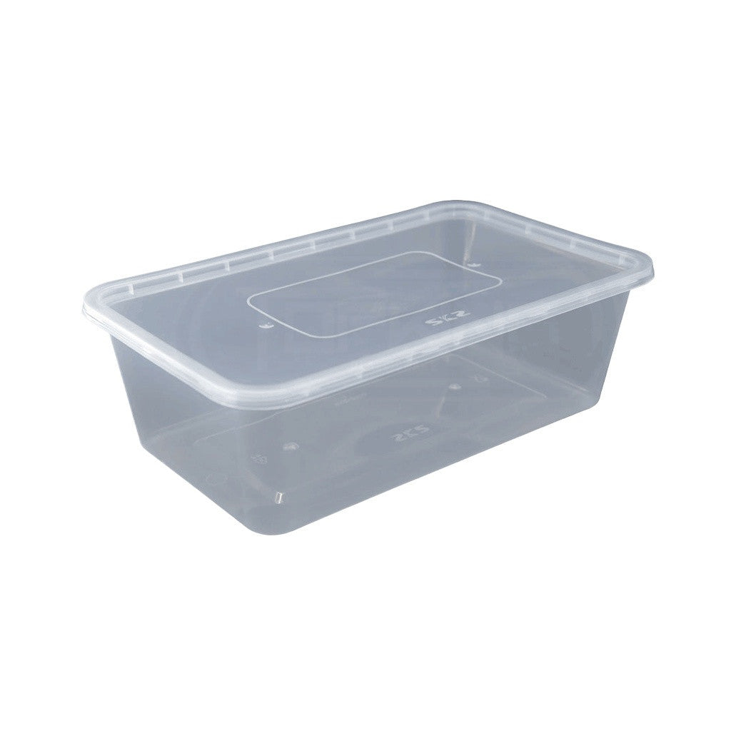 Re-2500ml Rectangular Series Microwavable Storage Clear And Black 25Pcs/Pack