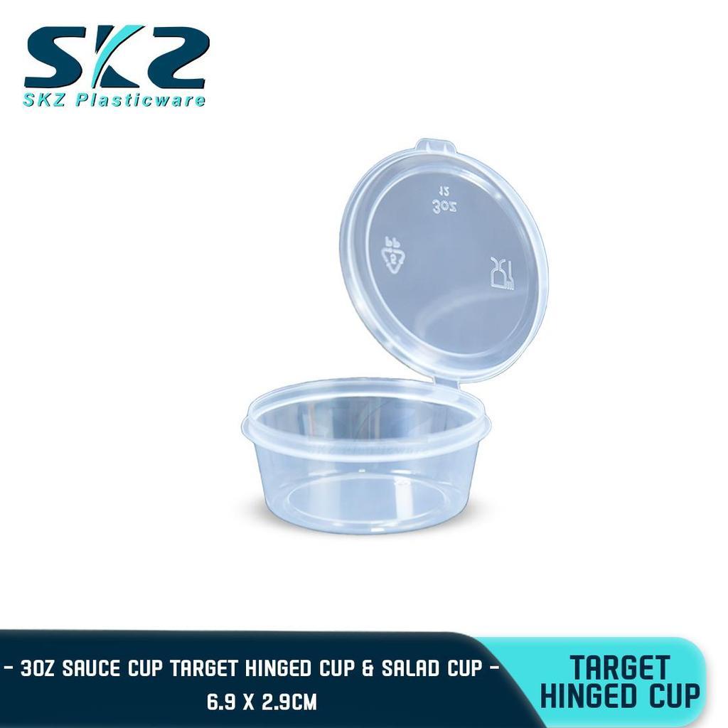 SKZ TARGET CLEAR HINGED (3oz) CUP CONTAINER SERIES ENVIRONMENTAL FRIENDLY SAUCER CUP