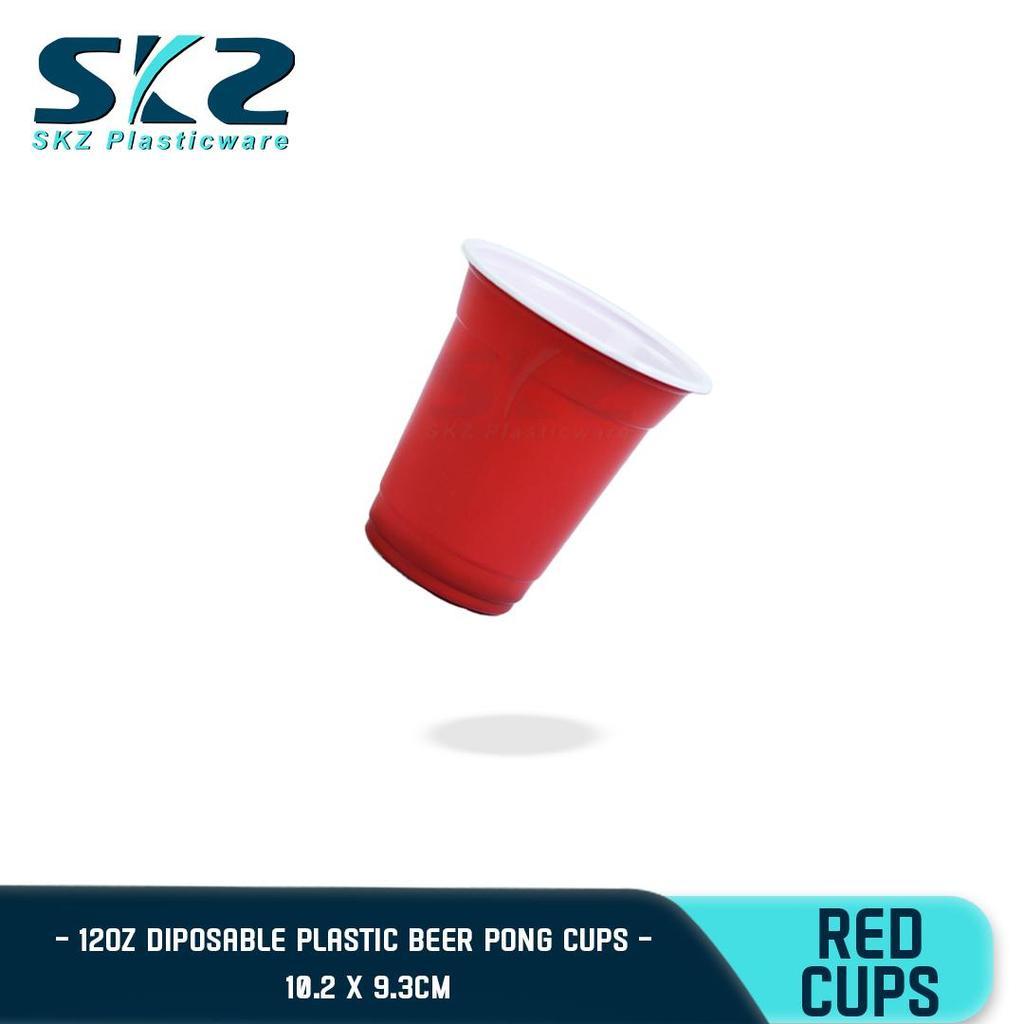 SKZ [50 PCS] RED PARTY PLASTIC HARD CUPS (12 oz) PARTY CUPS DRINKING CUPS