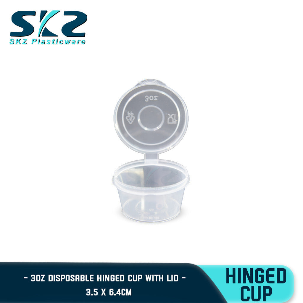 SKZ CLEAR HINGED CUP 3oz CONTAINER SERIES  ENVIRONMENTAL FRIENDLY SAUCER CUP
