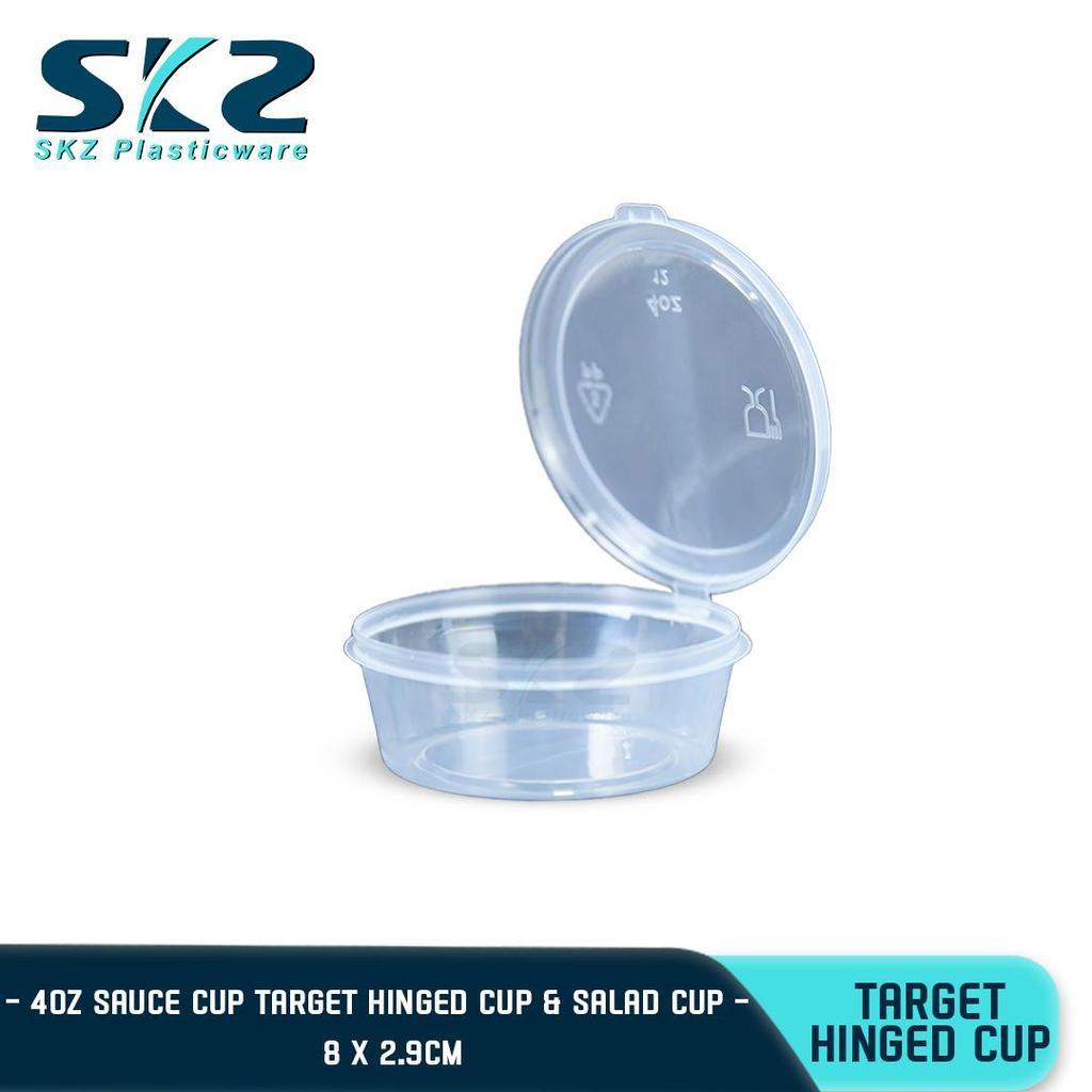 SKZ TARGET CLEAR HINGED CUP (4oz) CONTAINER SERIES ENVIRONMENTAL FRIENDLY SAUCER CUP