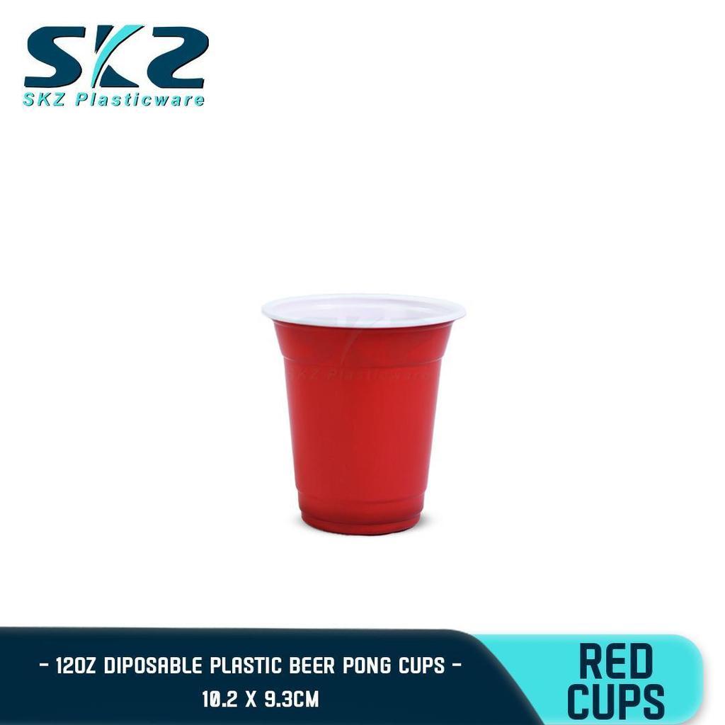 SKZ [50 PCS] RED PARTY PLASTIC HARD CUPS (12 oz) PARTY CUPS DRINKING CUPS