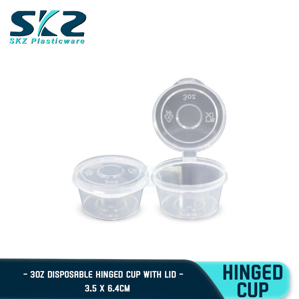 SKZ CLEAR HINGED CUP 3oz CONTAINER SERIES  ENVIRONMENTAL FRIENDLY SAUCER CUP