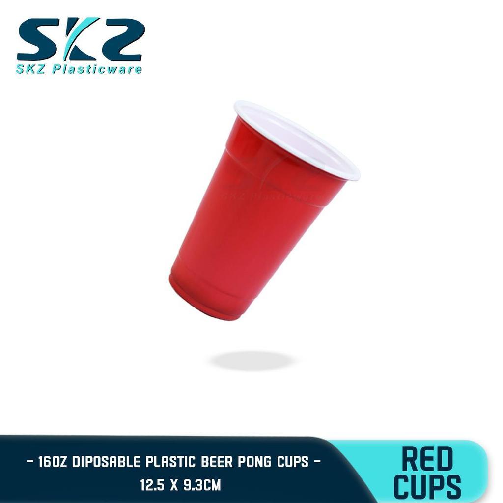 SKZ [50 PCS] RED PARTY PLASTIC HARD CUPS (16 oz) PARTY CUPS DRINKING CUPS