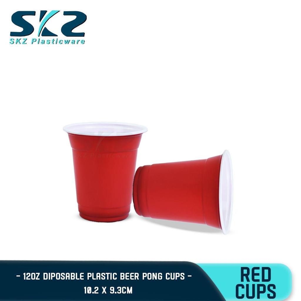 SKZ [50 PCS] RED PARTY PLASTIC HARD CUPS (12 oz) PARTY CUPS DRINKING CUPS