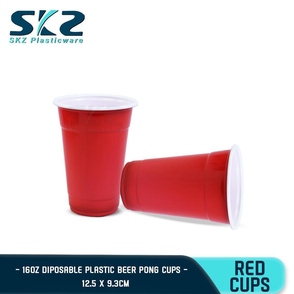 SKZ [50 PCS] RED PARTY PLASTIC HARD CUPS (16 oz) PARTY CUPS DRINKING CUPS