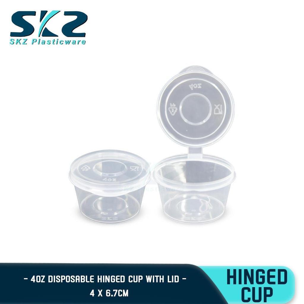 SKZ CLEAR HINGED CUP (4oz) CONTAINER SERIES ENVIRONMENTAL FRIENDLY SAUCER CUP