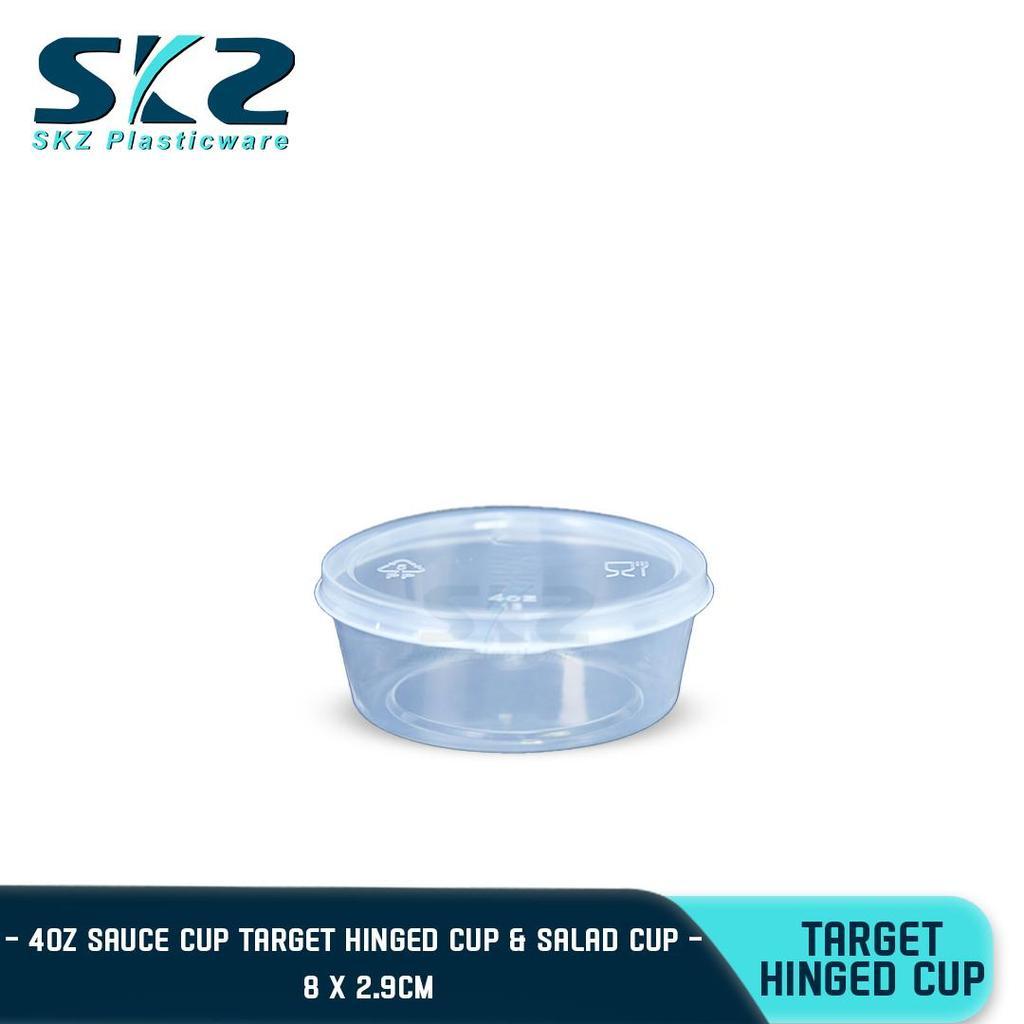 SKZ TARGET CLEAR HINGED CUP (4oz) CONTAINER SERIES ENVIRONMENTAL FRIENDLY SAUCER CUP