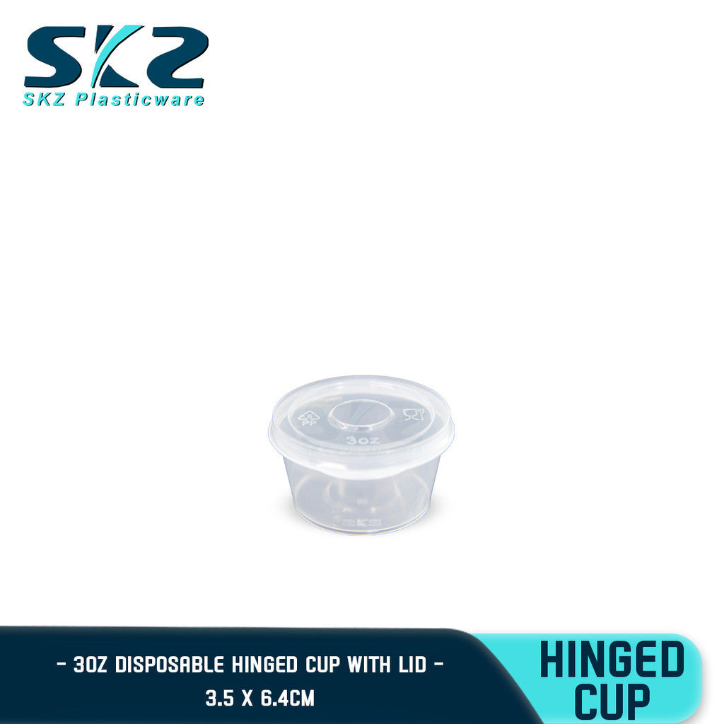 SKZ CLEAR HINGED CUP 3oz CONTAINER SERIES  ENVIRONMENTAL FRIENDLY SAUCER CUP