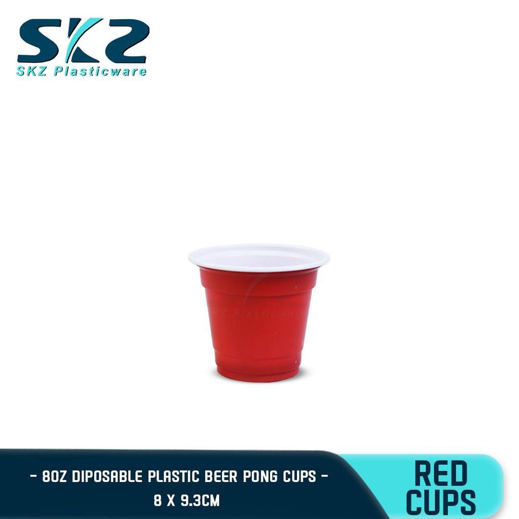 SKZ [50 PCS] RED PARTY PLASTIC HARD CUPS (8 oz) PARTY CUPS DRINKING CUPS