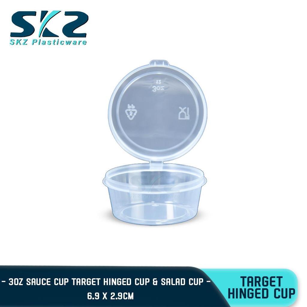 SKZ TARGET CLEAR HINGED (3oz) CUP CONTAINER SERIES ENVIRONMENTAL FRIENDLY SAUCER CUP