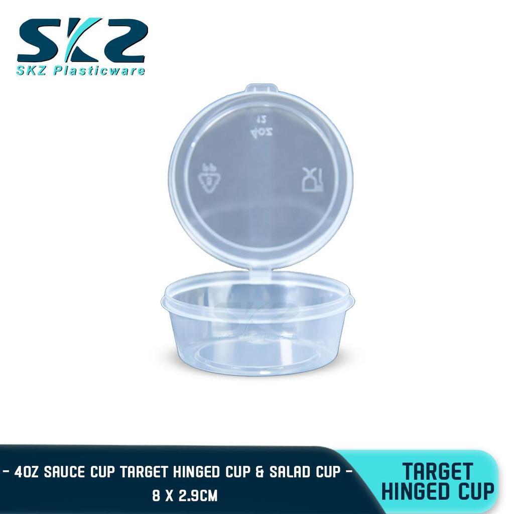 SKZ TARGET CLEAR HINGED CUP (4oz) CONTAINER SERIES ENVIRONMENTAL FRIENDLY SAUCER CUP