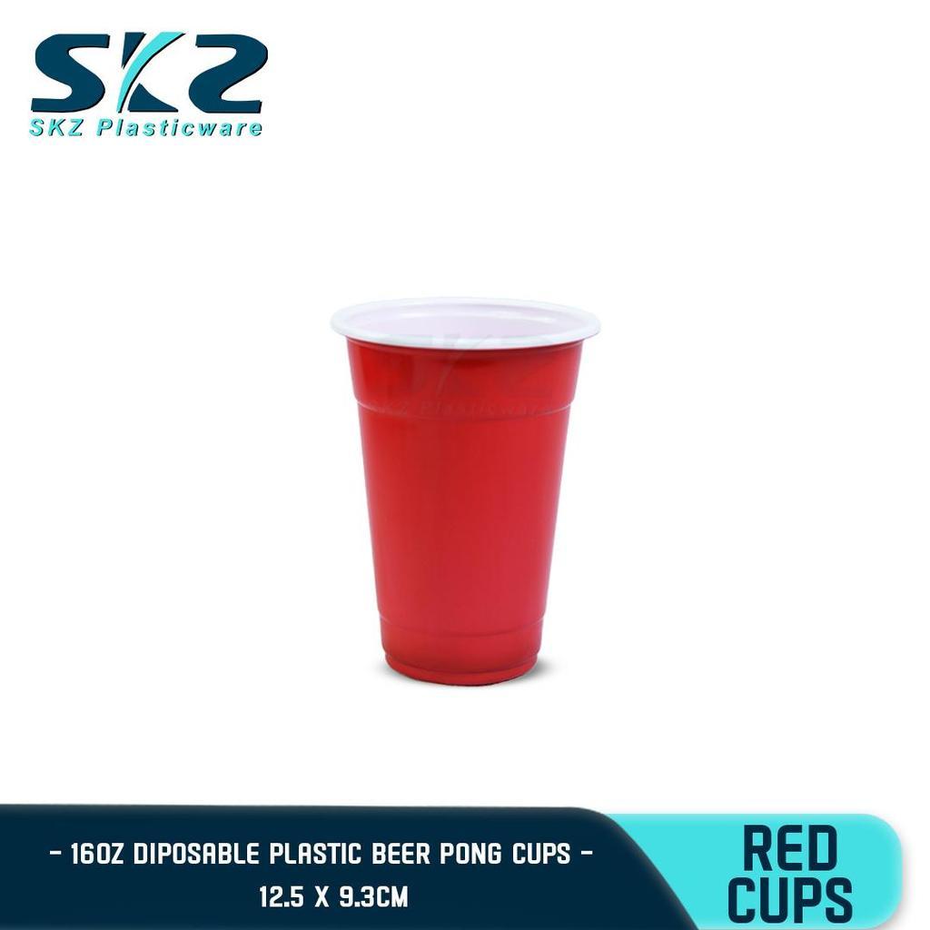 SKZ [50 PCS] RED PARTY PLASTIC HARD CUPS (16 oz) PARTY CUPS DRINKING CUPS