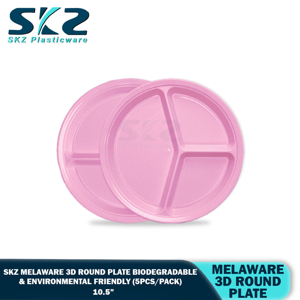 3D 10.5" Round Melaware Plate Biodegradable & enviromental friendly 5pcs/pack