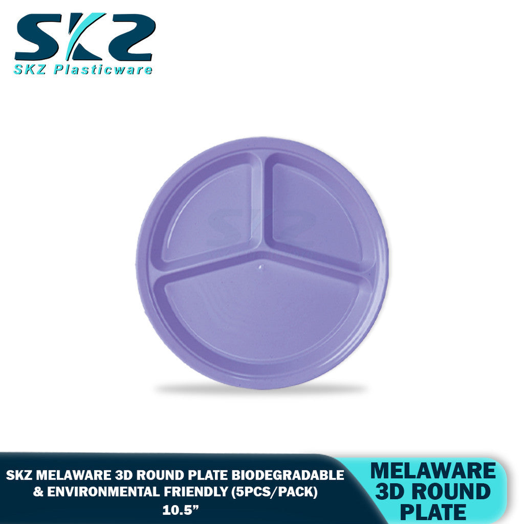 3D 10.5" Round Melaware Plate Biodegradable & enviromental friendly 5pcs/pack