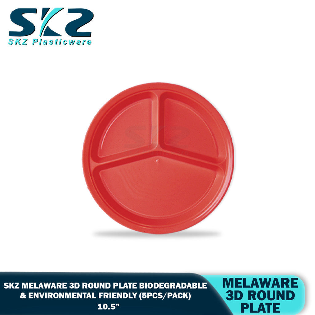 3D 10.5" Round Melaware Plate Biodegradable & enviromental friendly 5pcs/pack