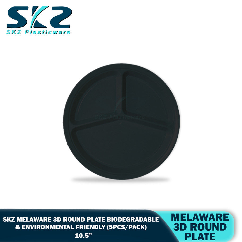 3D 10.5" Round Melaware Plate Biodegradable & enviromental friendly 5pcs/pack