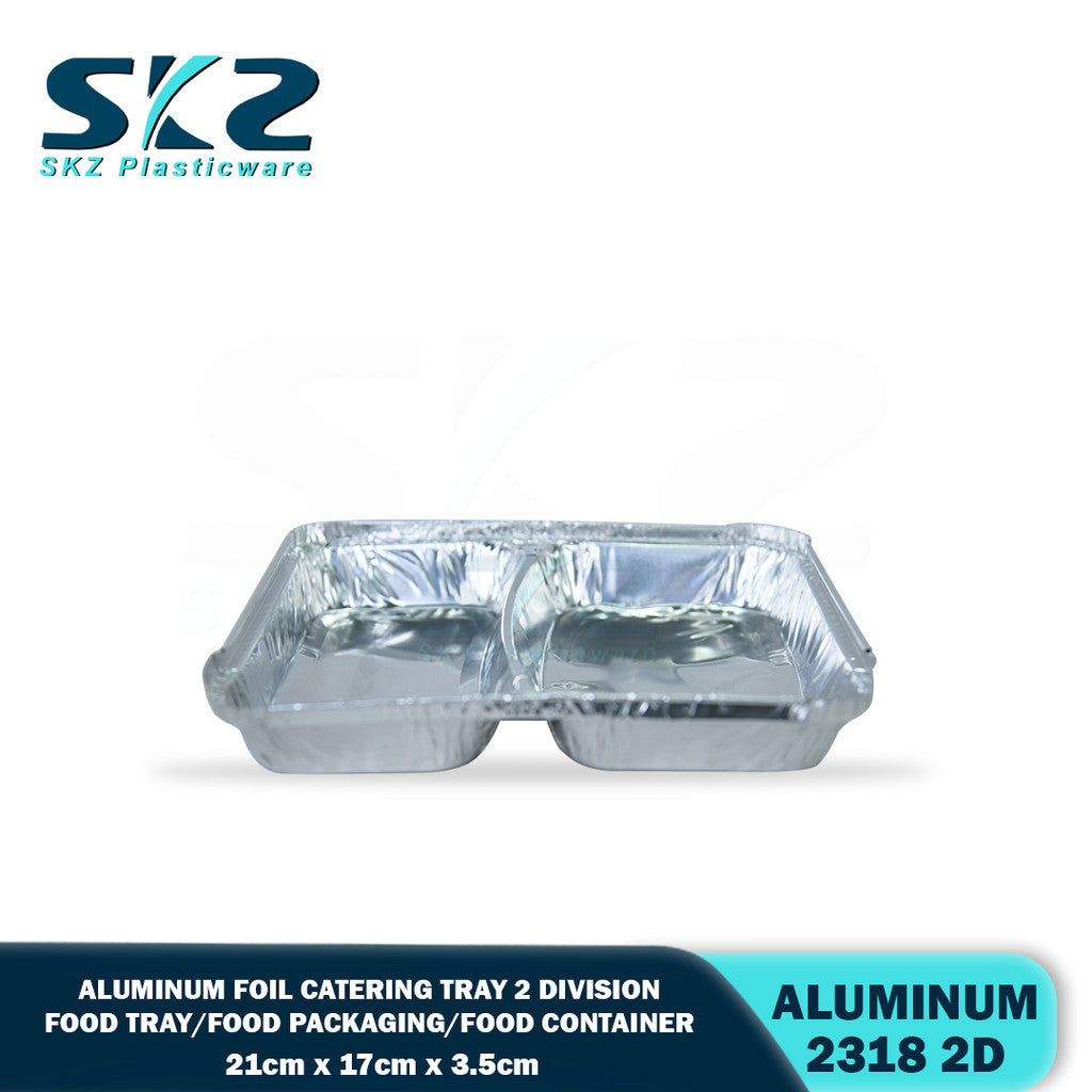 2318- 2D Aluminum foil catering tray 2 Division Food Tray