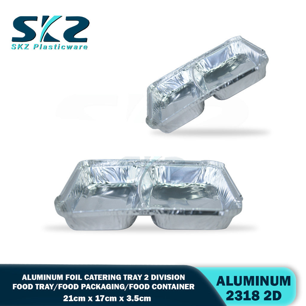 2318- 2D Aluminum foil catering tray 2 Division Food Tray