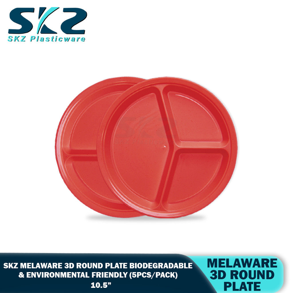 3D 10.5" Round Melaware Plate Biodegradable & enviromental friendly 5pcs/pack