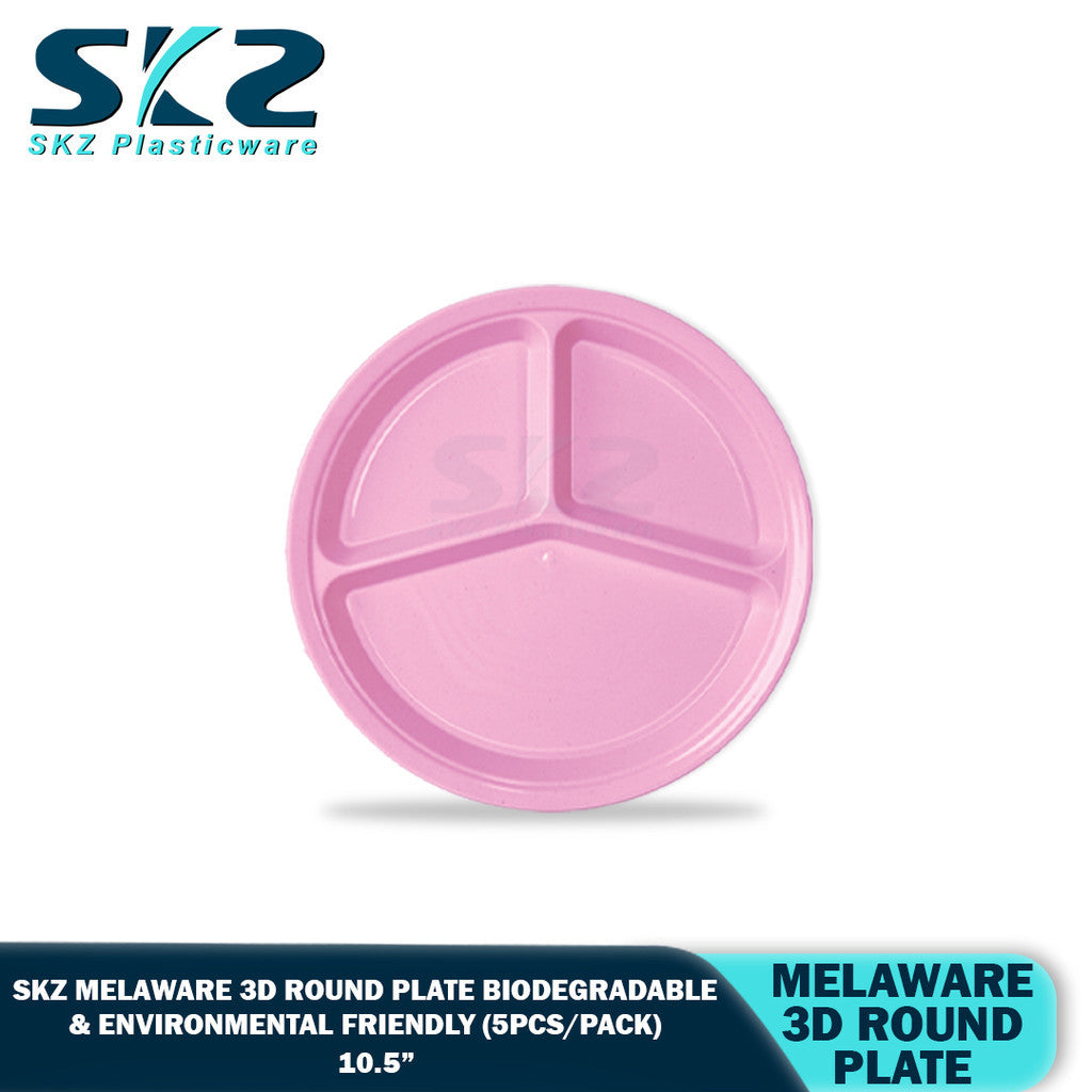3D 10.5" Round Melaware Plate Biodegradable & enviromental friendly 5pcs/pack