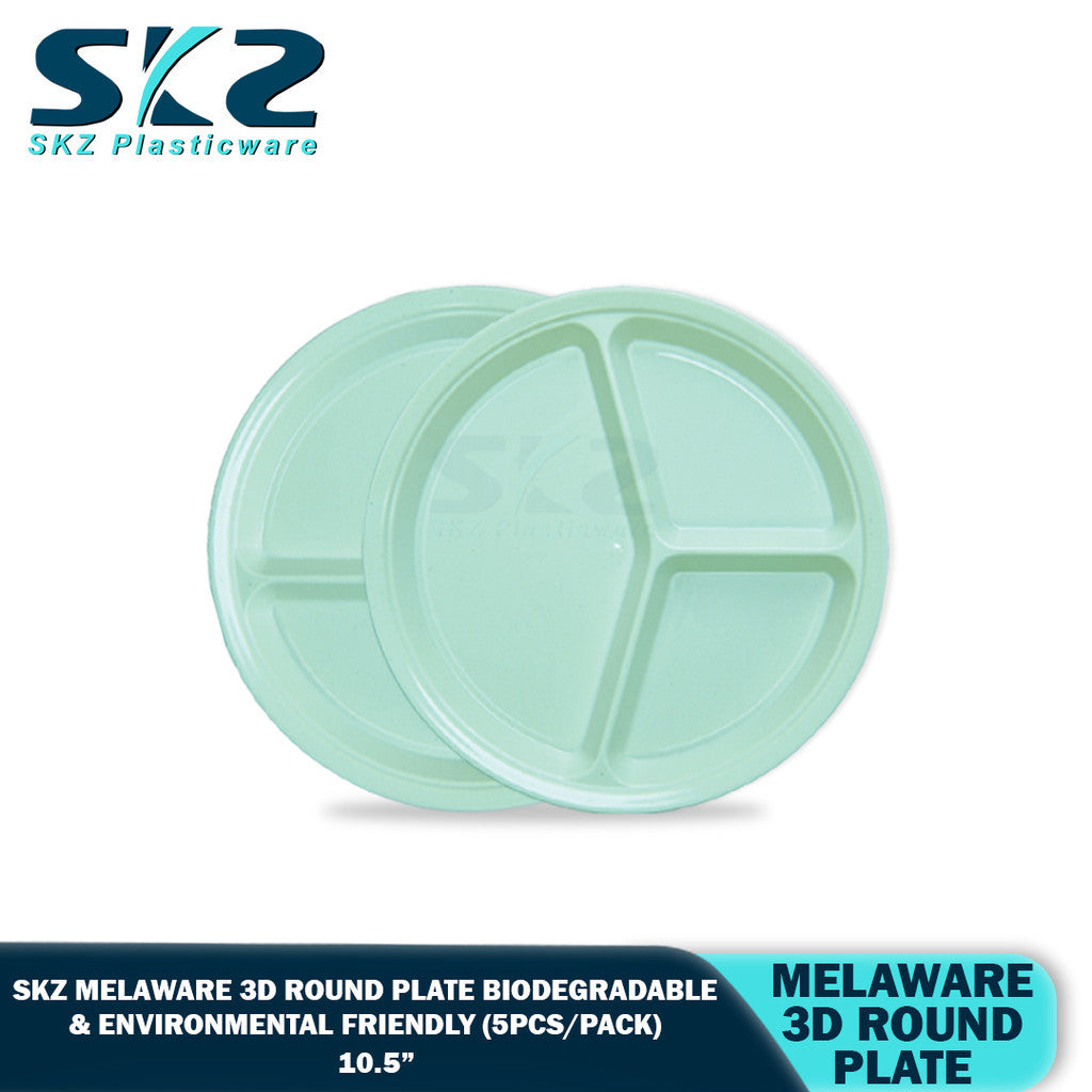 3D 10.5" Round Melaware Plate Biodegradable & enviromental friendly 5pcs/pack