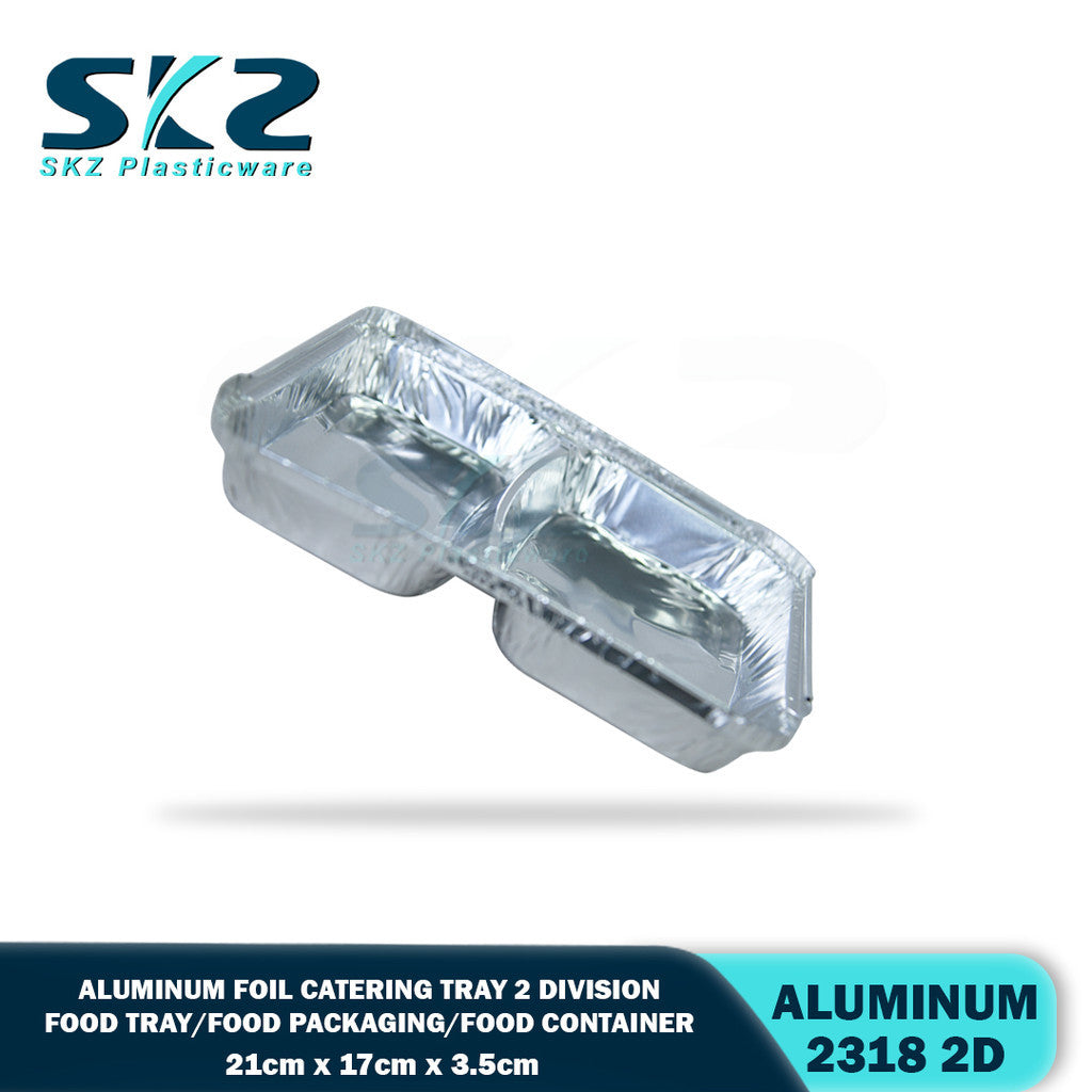 2318- 2D Aluminum foil catering tray 2 Division Food Tray