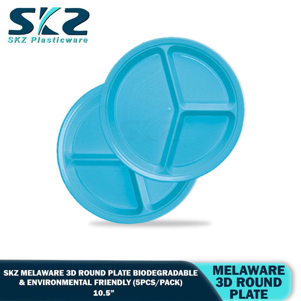 3D 10.5" Round Melaware Plate Biodegradable & enviromental friendly 5pcs/pack