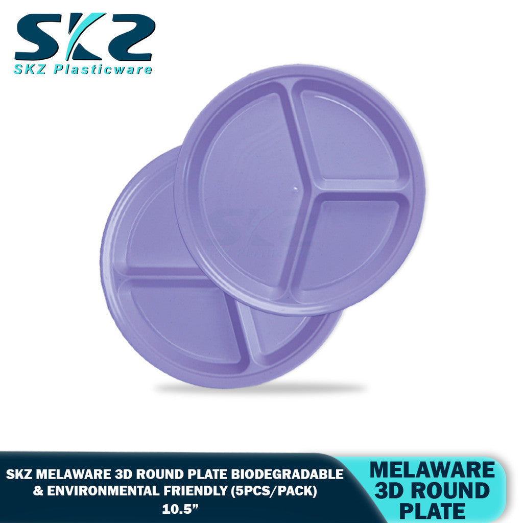 3D 10.5" Round Melaware Plate Biodegradable & enviromental friendly 5pcs/pack